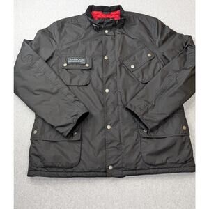 Barbour International Mens XL Black Lightning Jacket Corduroy Collar Waterproof